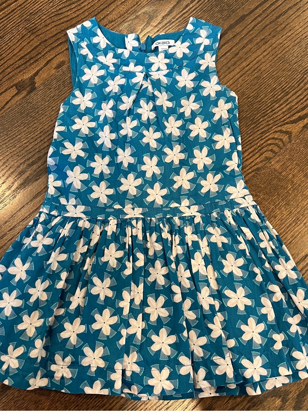 Girls Teal Floral Sleeveless Dress